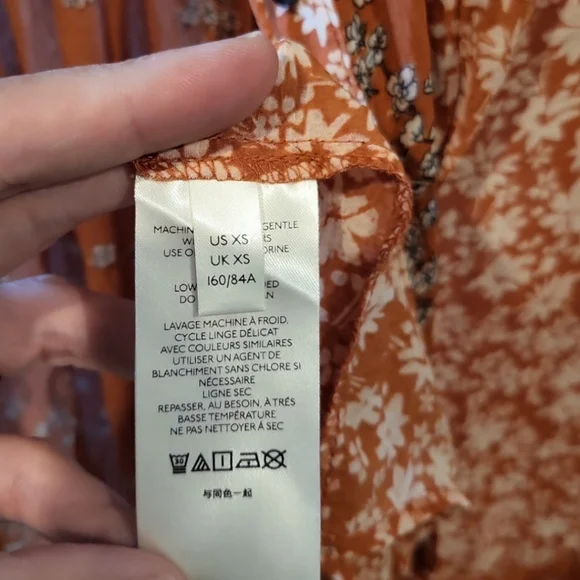 Free People bohemian blouse floral print button-up bell sleeves flowy feminine - Picture 11 of 11